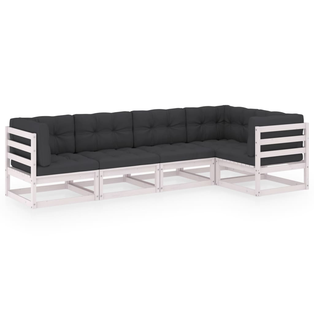 Set mobilier de grădină cu perne, 5 piese, lemn masiv de pin GartenMobel Dekor
