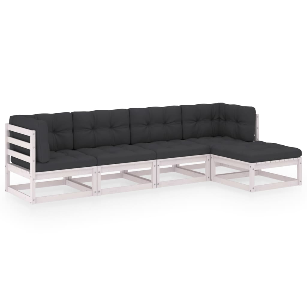 Set mobilier de grădină cu perne, 5 piese, lemn masiv de pin GartenMobel Dekor