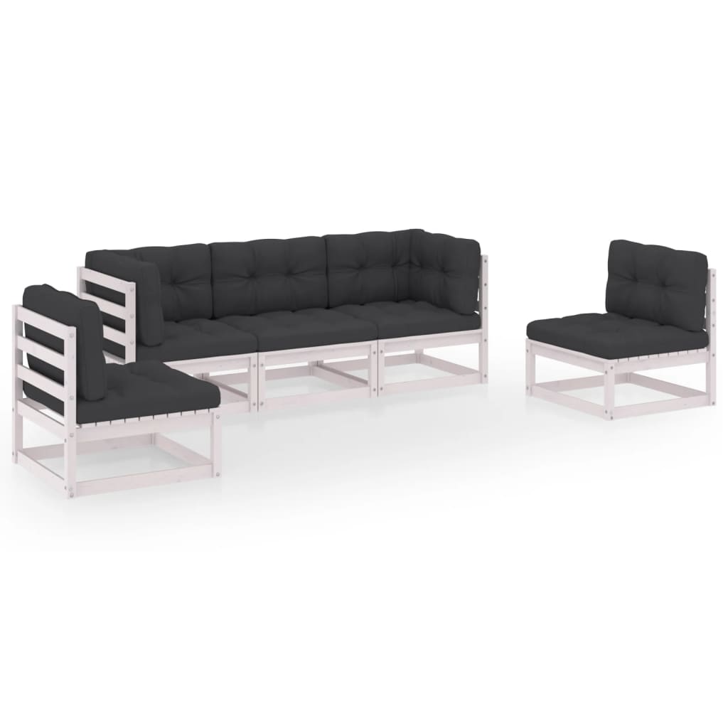 Set mobilier de grădină cu perne, 5 piese, lemn masiv de pin GartenMobel Dekor