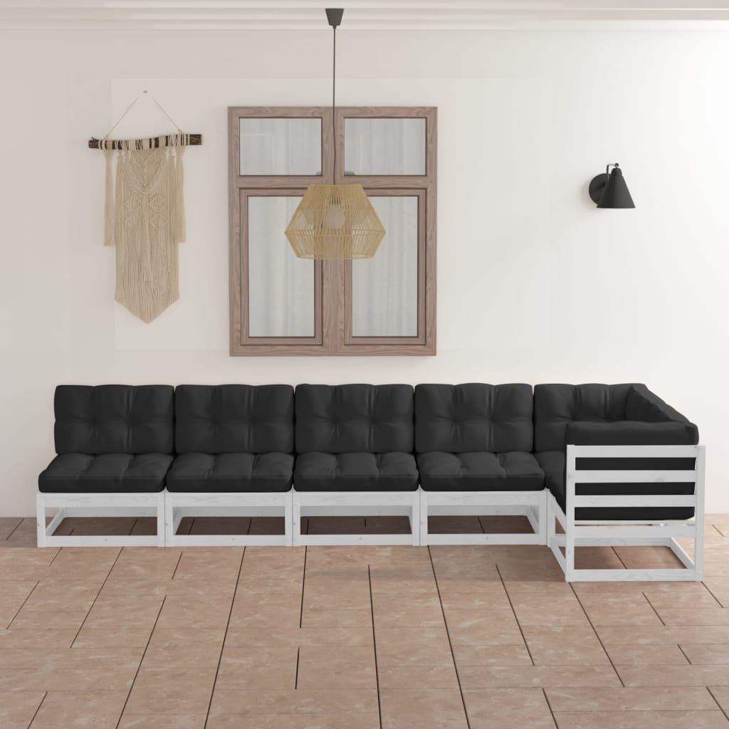 Set mobilier de grădină cu perne, 6 piese, lemn masiv de pin GartenMobel Dekor