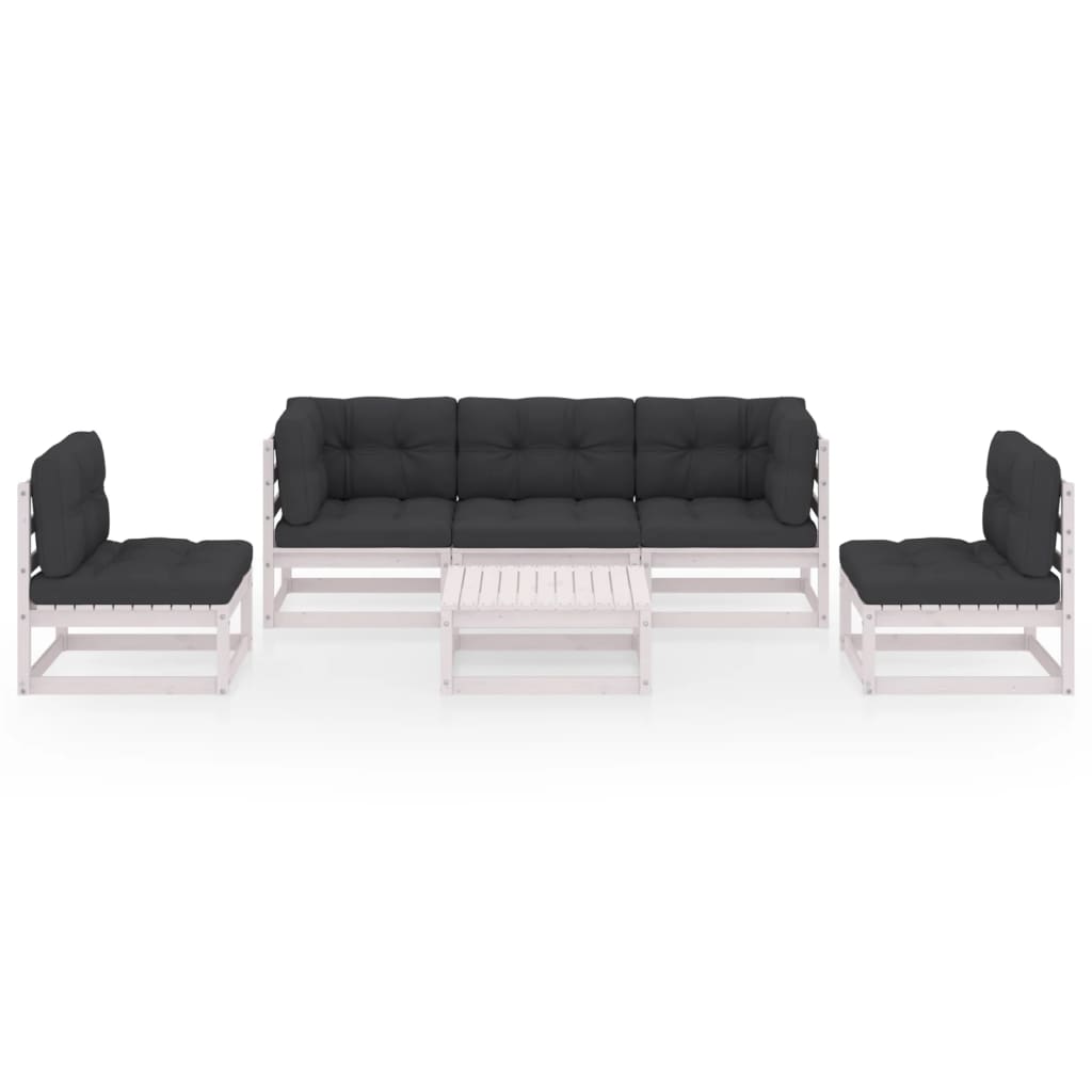 Set mobilier de grădină cu perne, 6 piese, lemn masiv de pin GartenMobel Dekor