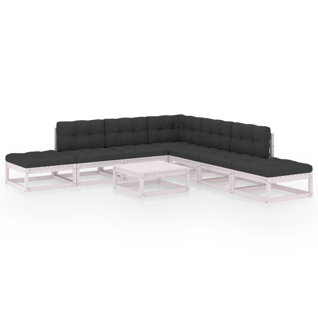 Set mobilier de grădină cu perne, 8 piese, lemn masiv pin GartenMobel Dekor