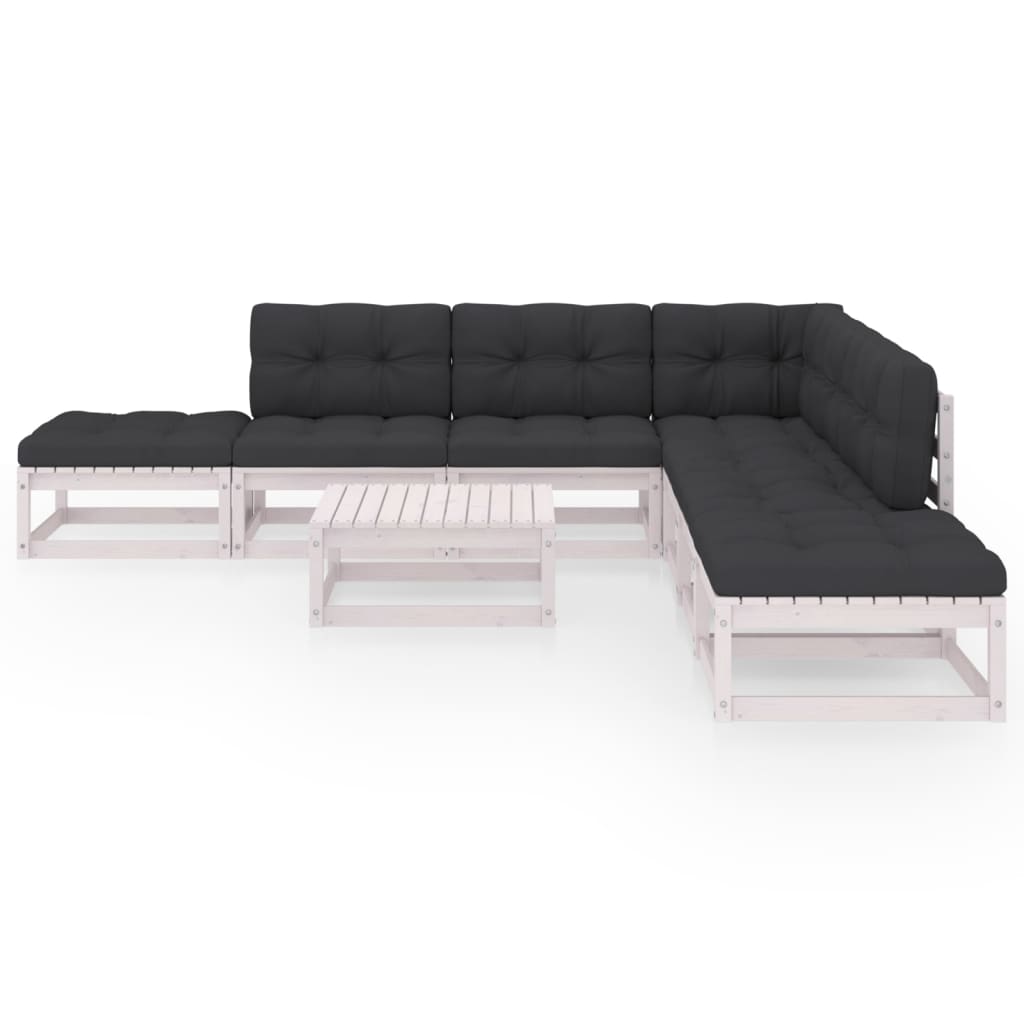 Set mobilier de grădină cu perne, 8 piese, lemn masiv pin GartenMobel Dekor