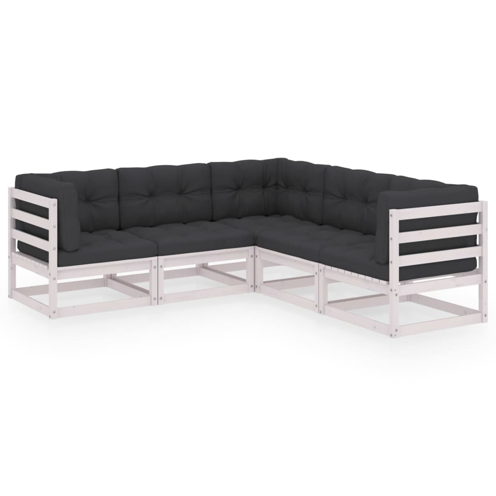 Set mobilier de grădină cu perne, 5 piese, lemn masiv de pin GartenMobel Dekor