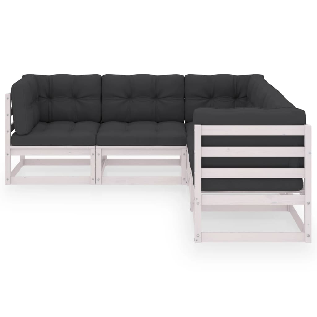 Set mobilier de grădină cu perne, 5 piese, lemn masiv de pin GartenMobel Dekor