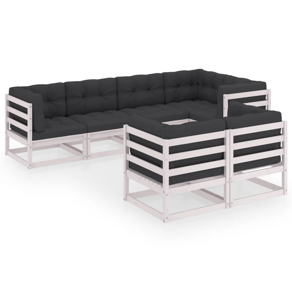 Set mobilier de grădină cu perne, 7 piese, lemn masiv de pin GartenMobel Dekor