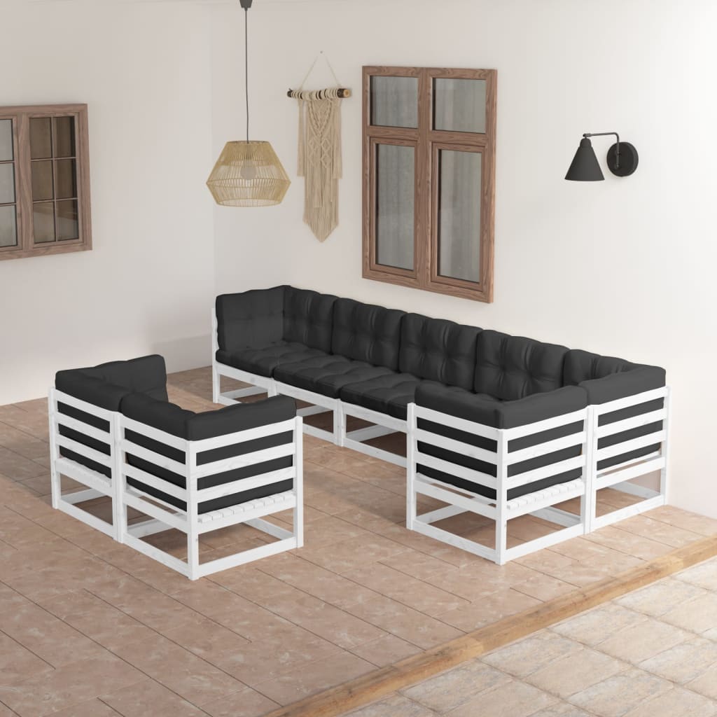 Set mobilier de grădină cu perne, 8 piese, lemn masiv de pin GartenMobel Dekor