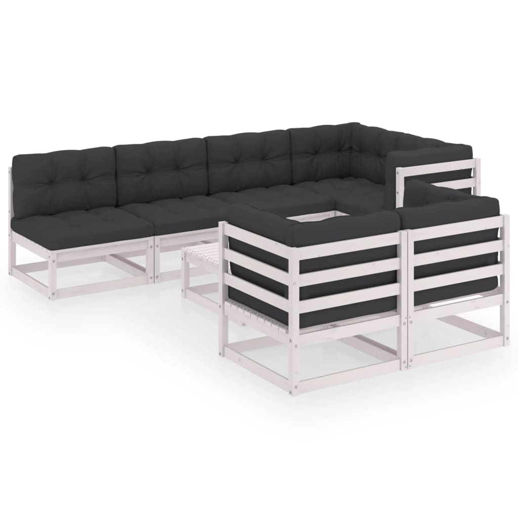 Set mobilier de grădină cu perne, 8 piese, lemn masiv de pin GartenMobel Dekor