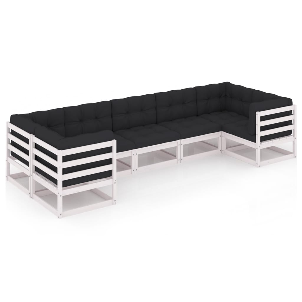 Set mobilier de grădină cu perne, 7 piese, lemn masiv de pin GartenMobel Dekor