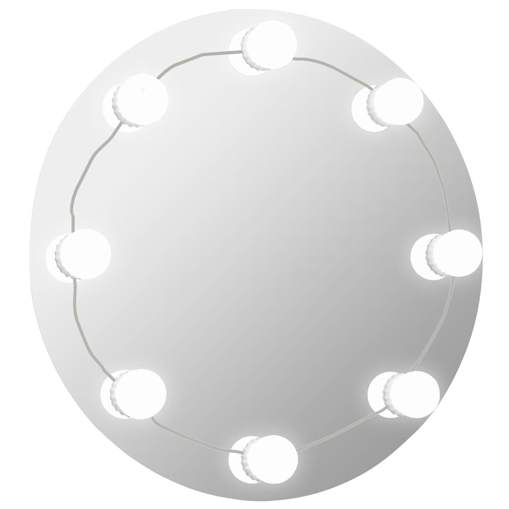 Oglindă de perete cu lumini LED, fără ramă, sticlă, rotundă GartenMobel Dekor