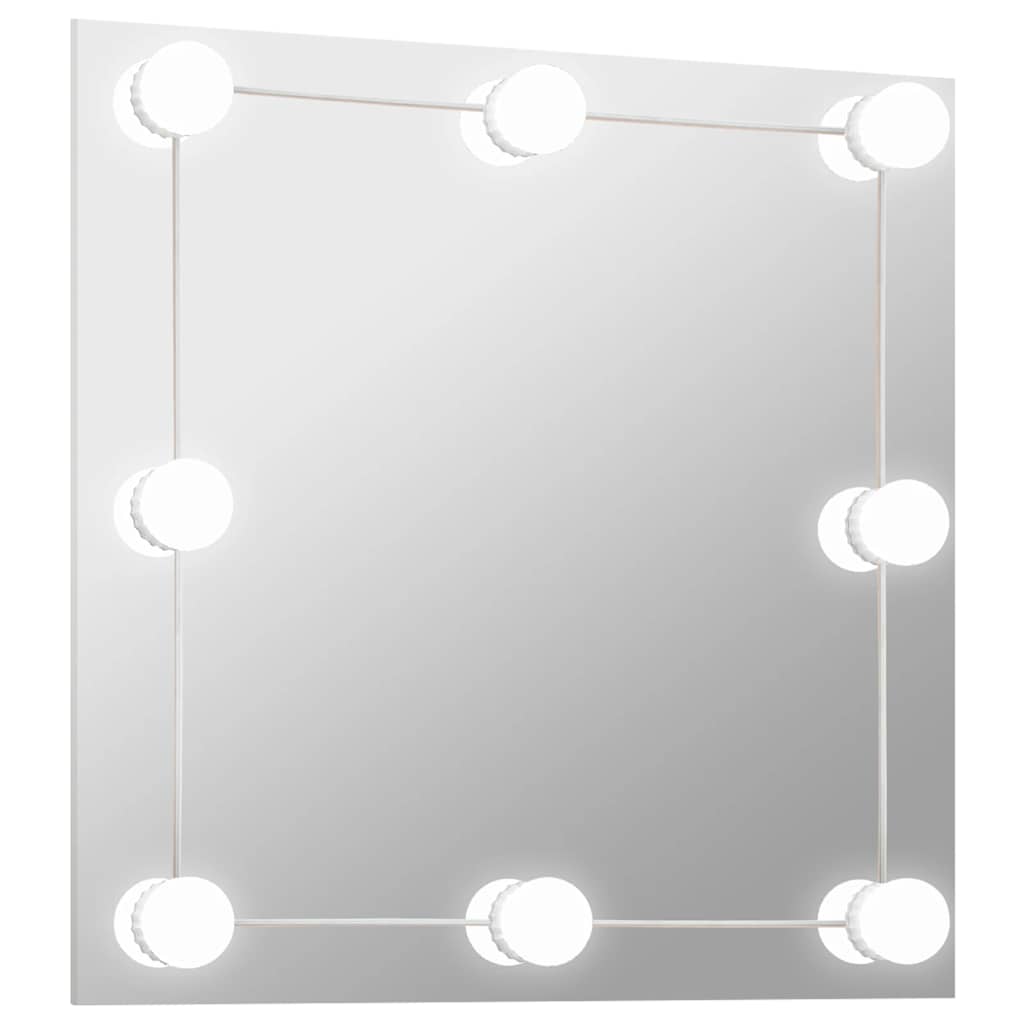 Oglindă de perete cu lumini LED, sticlă, pătrată GartenMobel Dekor