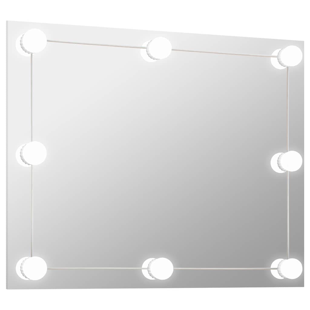 Oglindă de perete lumini LED fără ramă sticlă dreptunghiulară GartenMobel Dekor