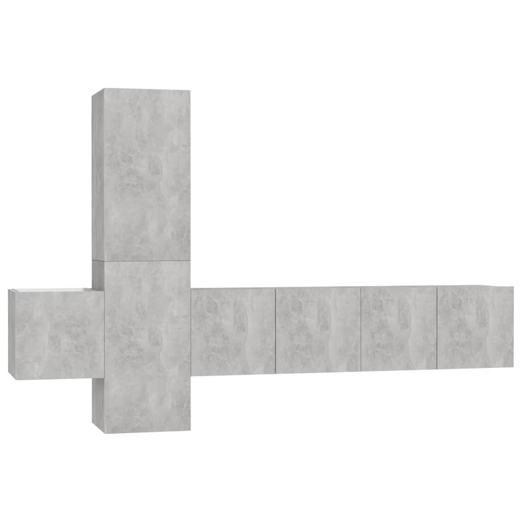 Set de dulapuri TV, 5 piese, gri beton, lemn prelucrat GartenMobel Dekor