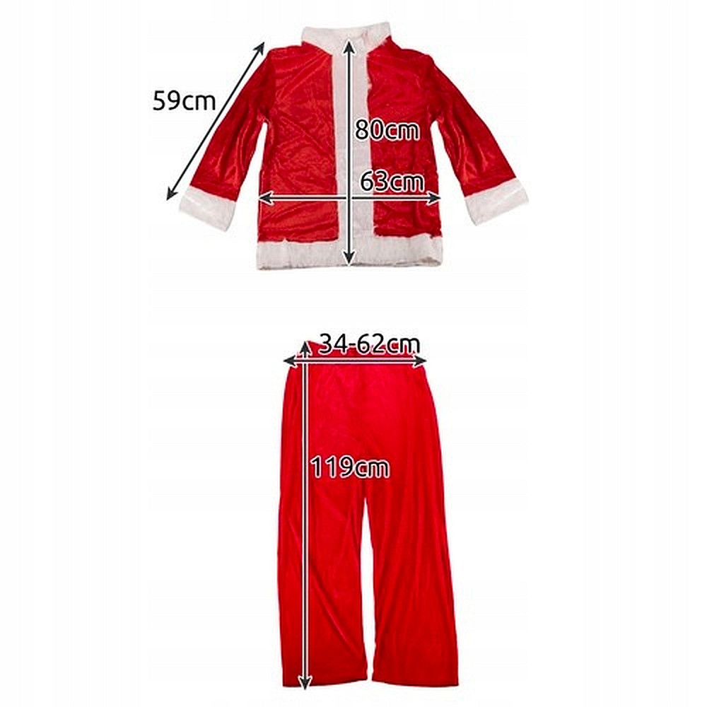Set Costum de Mos Craciun cu Barba, Caciula, Sac Cadouri, 13 Piese, Rosu/Alb
