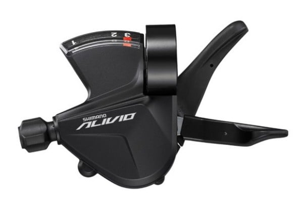 Maneta schimbator stanga Shimano Alivio ASLM3100LB, 3 viteze, cu indicator optic, cu colier Ultimate FactoryBikes