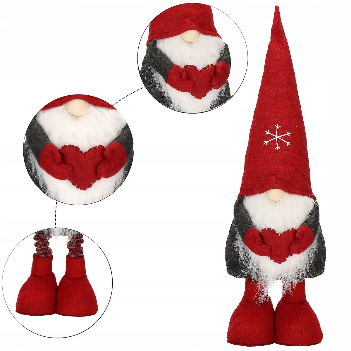 Figurina Craciun, Gnom, picioare telescopice, inaltime extensibila 50-70cm Household NewTrend