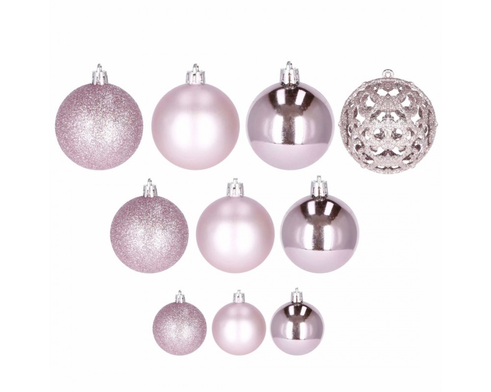 Set globuri de Craciun, 100 bucati, 3-6cm, roz Household NewTrend