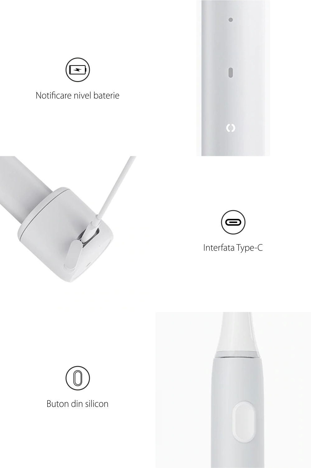 Periuta de dinti electrica Sonic Infly, Baterie 320 mAh, Impermeabila IPX7, Incarcare USB SmartElectro IntelligentHouse