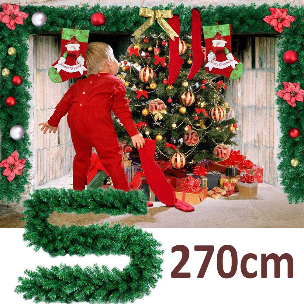 Ghirlanda de Craciun 2,7m din Crengute de Brad Artificial Verde Clasic Apuseni, Lungime 270cm, Aspect Natural