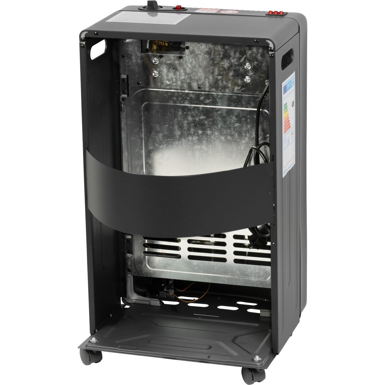 Incalzitor pe gaz, 2 in 1, ventilator electric, aprindere piezoelectrica, cu roti, furtun, regulator, 1.5-4.2 kW, 110-305 g/h, Strend Pro GartenVIP DiyLine