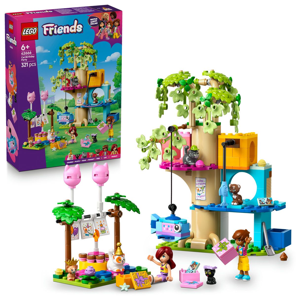 LEGO FRIENDS PETRECERE DE ZIUA DE NASTERE A PISICII SI CASUTA IN COPAC 42666 SuperHeroes ToysZone
