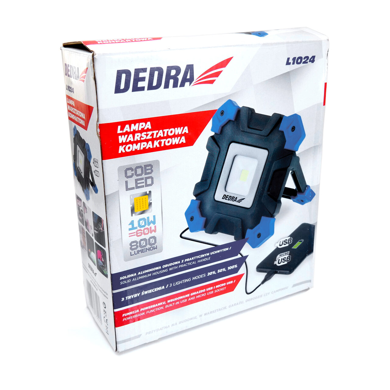 Lampa atelier portabila COB LED 10W 800 lumeni - DEDRA GartenVIP DiyLine