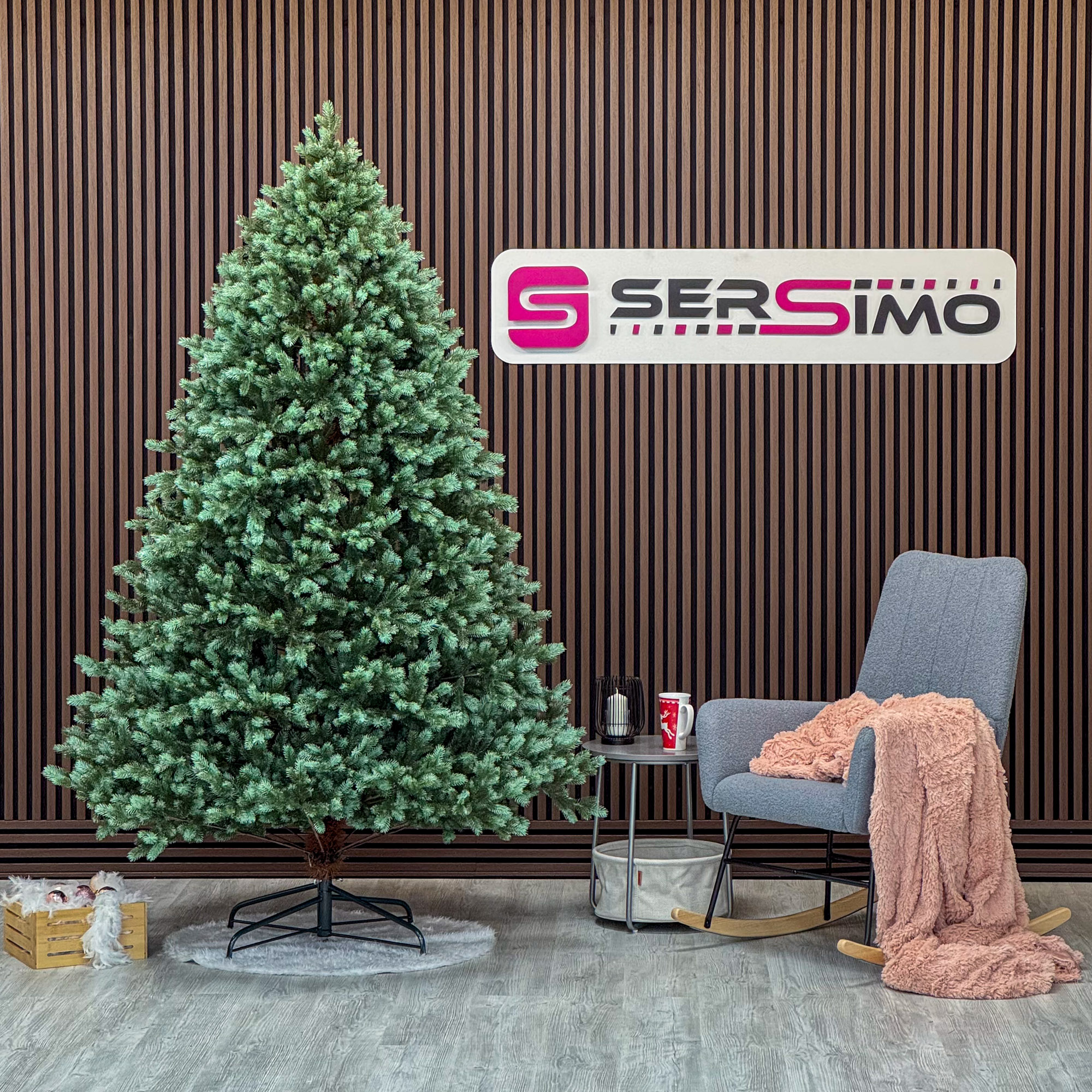 Brad artificial Sersimo, Hollandia, verde cu varfuri argintii, integral 3D, 230 cm Household NewTrend
