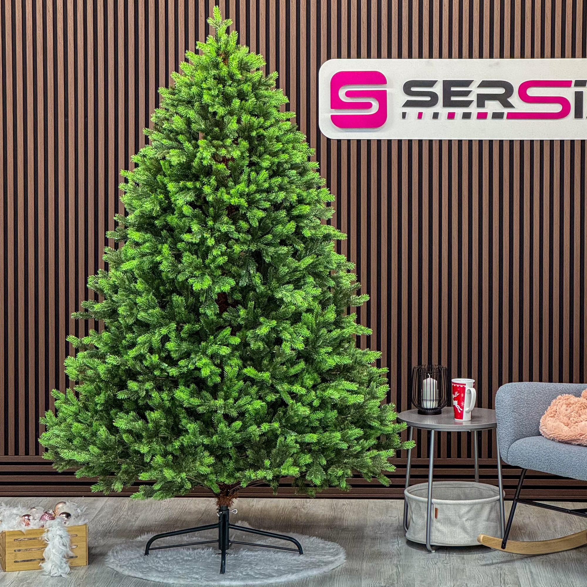 Brad artificial Sersimo, Hollandia, verde cu varfuri verzi, integral 3D, 210 cm Household NewTrend