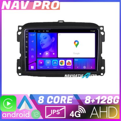 Navigatie Fiat 500 2015 2021 KIT 500new EDOTEC-LITE Android Ecran 720P Octa Core 8 128 Carplay CarStore Technology