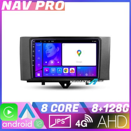 Navigatie Smart For Two 2010 2015 KIT Smart10 EDOTEC-LITE Android Ecran 720P Octa Core 8 128 Carplay CarStore Technology