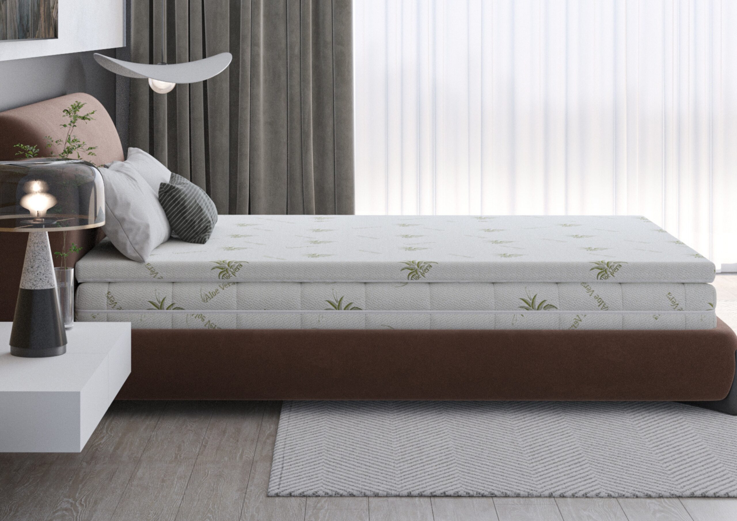 Topper Aloe Vera 140x200x4 cm, husa detasabila si lavabila, fermitate medie Relax KipRoom