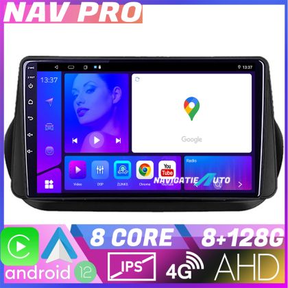 Navigatie Peugeot Bipper, Citroen Nemo, Fiat Qubo 2008-2017 EDOTEC-LITE Android Ecran 720P Octa Core 8+128 Carplay  Android auto v2 CarStore Technology