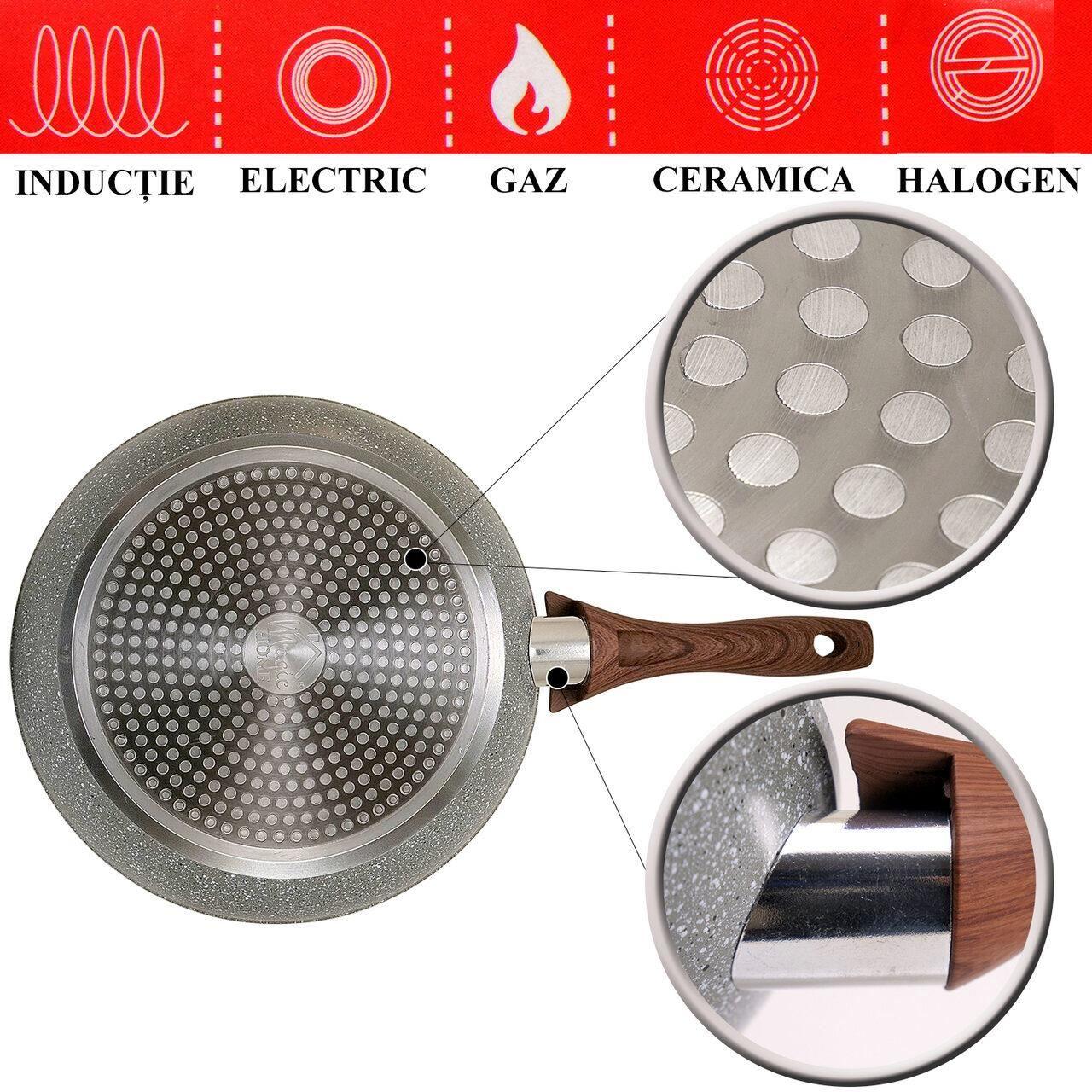 Tigaie clasica, 28 cm, antiaderenta, Black Marble Line, MagicHome GartenVIP DiyLine