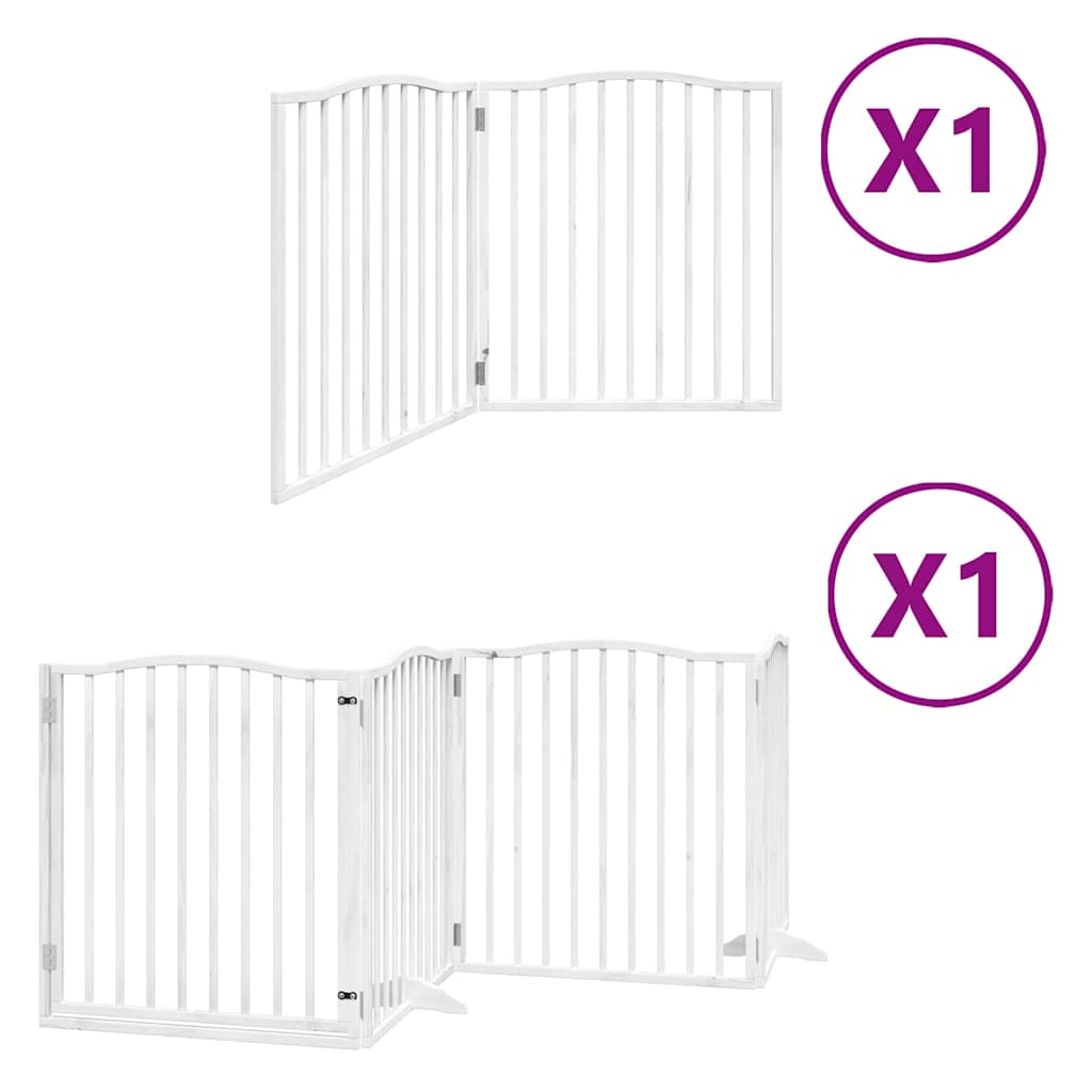 Poartă câini pliabilă cu ușă, 6 panouri, alb, 480 cm, lemn plop GartenMobel Dekor