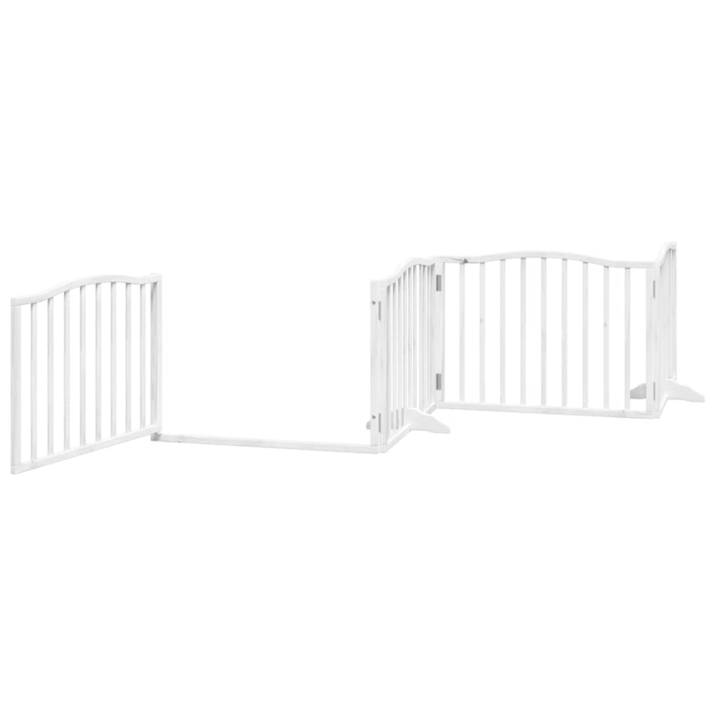 Poartă câini pliabilă cu ușă, 6 panouri, alb, 480 cm, lemn plop GartenMobel Dekor