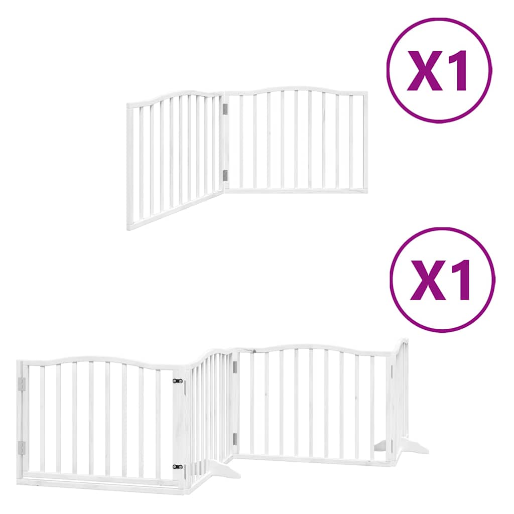 Poartă câini pliabilă cu ușă, 6 panouri, alb, 480 cm, lemn plop GartenMobel Dekor