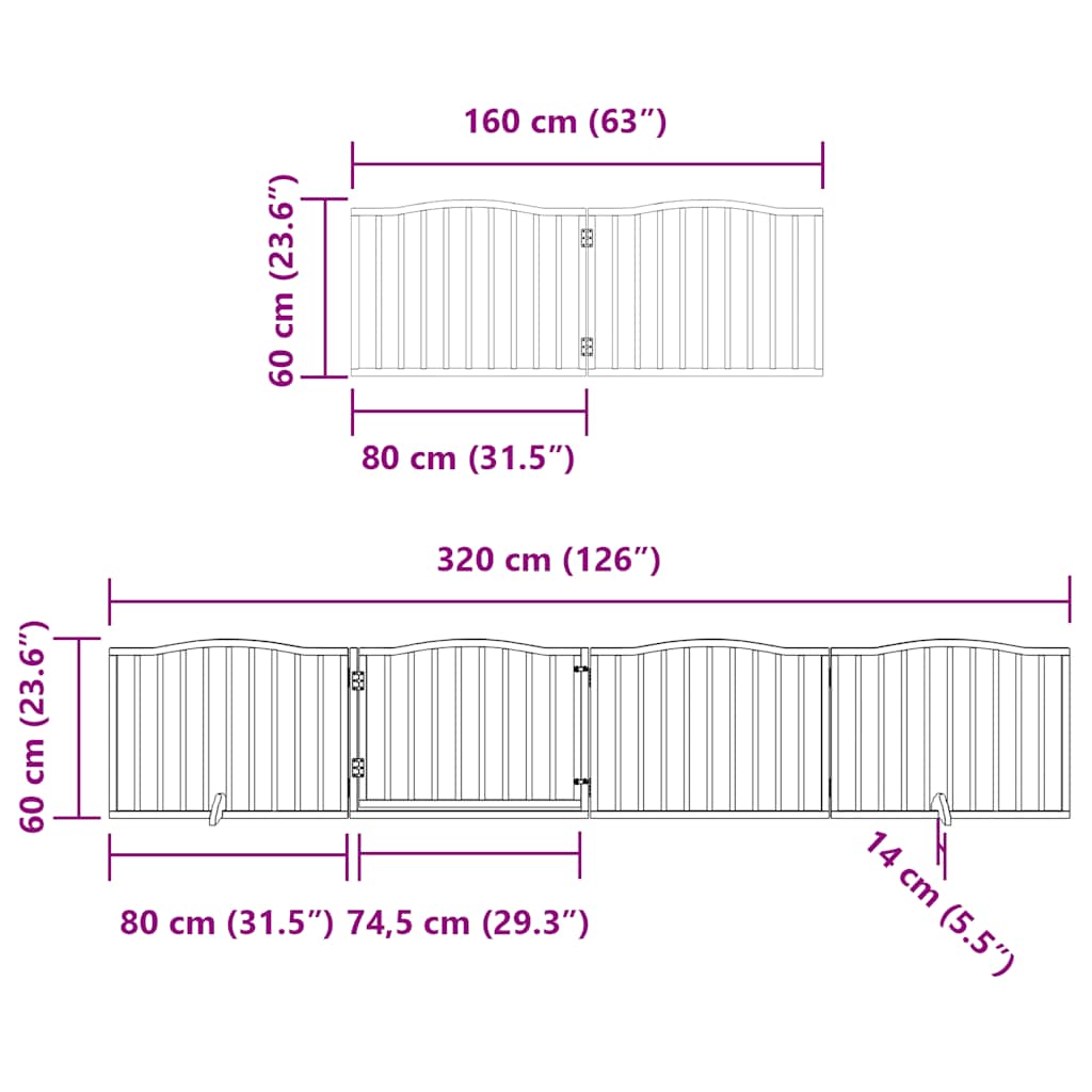 Poartă câini pliabilă cu ușă, 6 panouri, alb, 480 cm, lemn plop GartenMobel Dekor