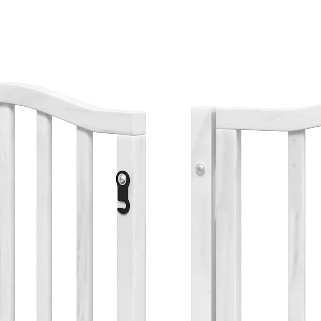 Poartă câini pliabilă cu ușă, 9 panouri, alb, 450 cm, lemn plop GartenMobel Dekor