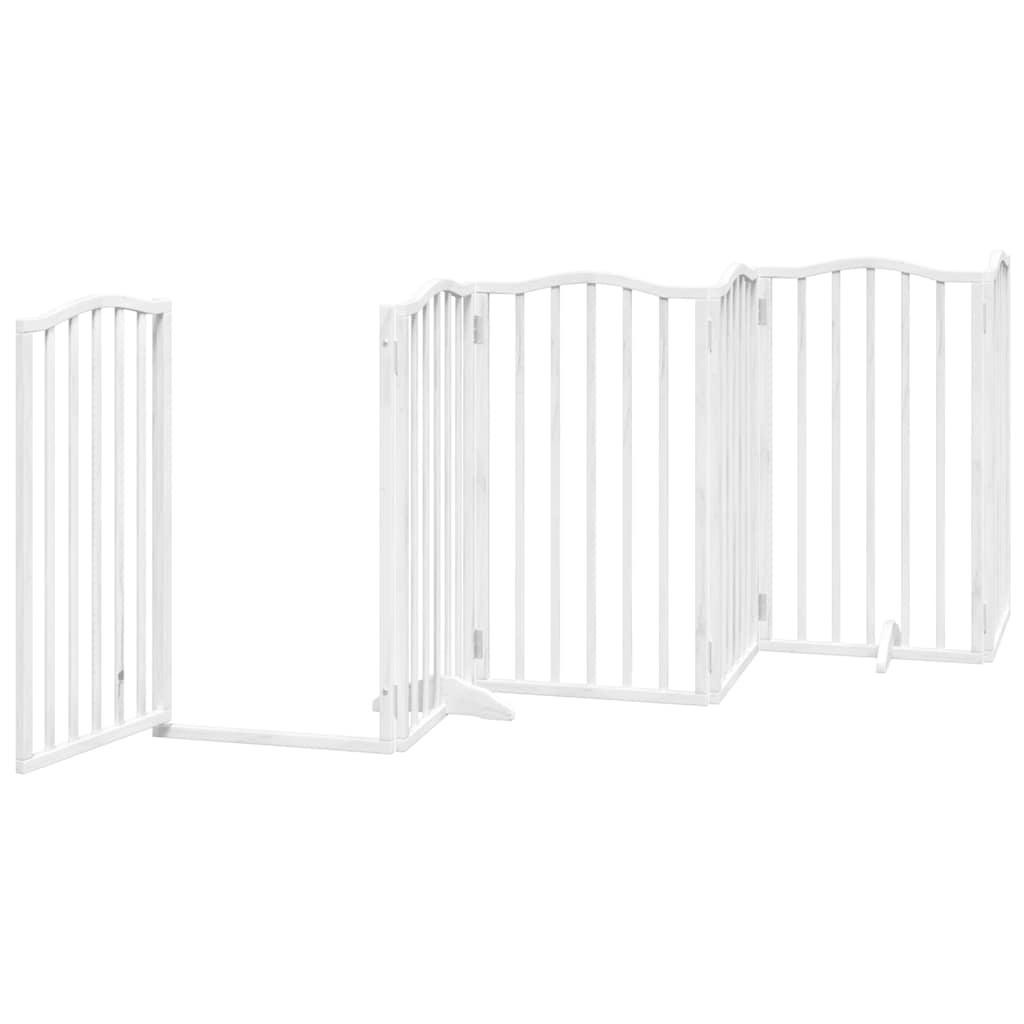 Poartă câini pliabilă cu ușă 12 panouri, alb, 600 cm, lemn plop GartenMobel Dekor
