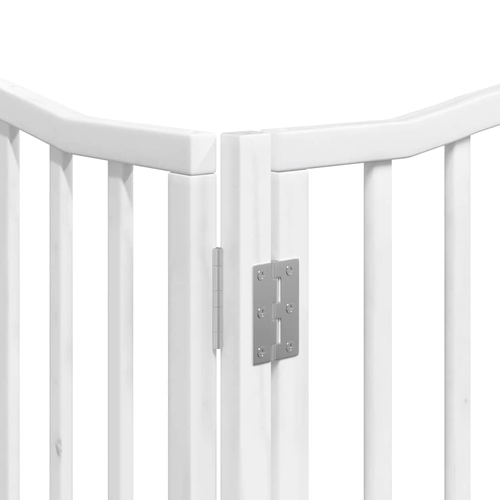 Poartă câini pliabilă cu ușă 12 panouri, alb, 960 cm, lemn plop GartenMobel Dekor