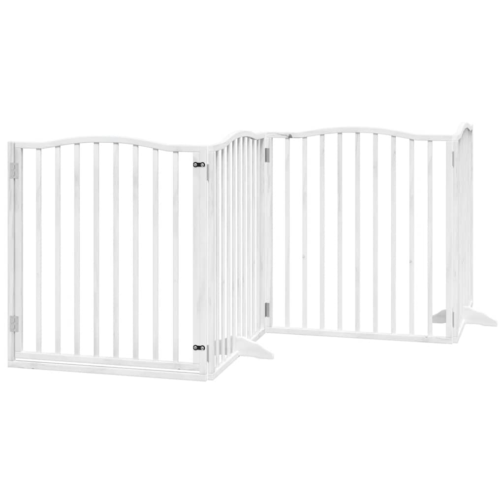 Poartă câini pliabilă cu ușă 12 panouri, alb, 960 cm, lemn plop GartenMobel Dekor