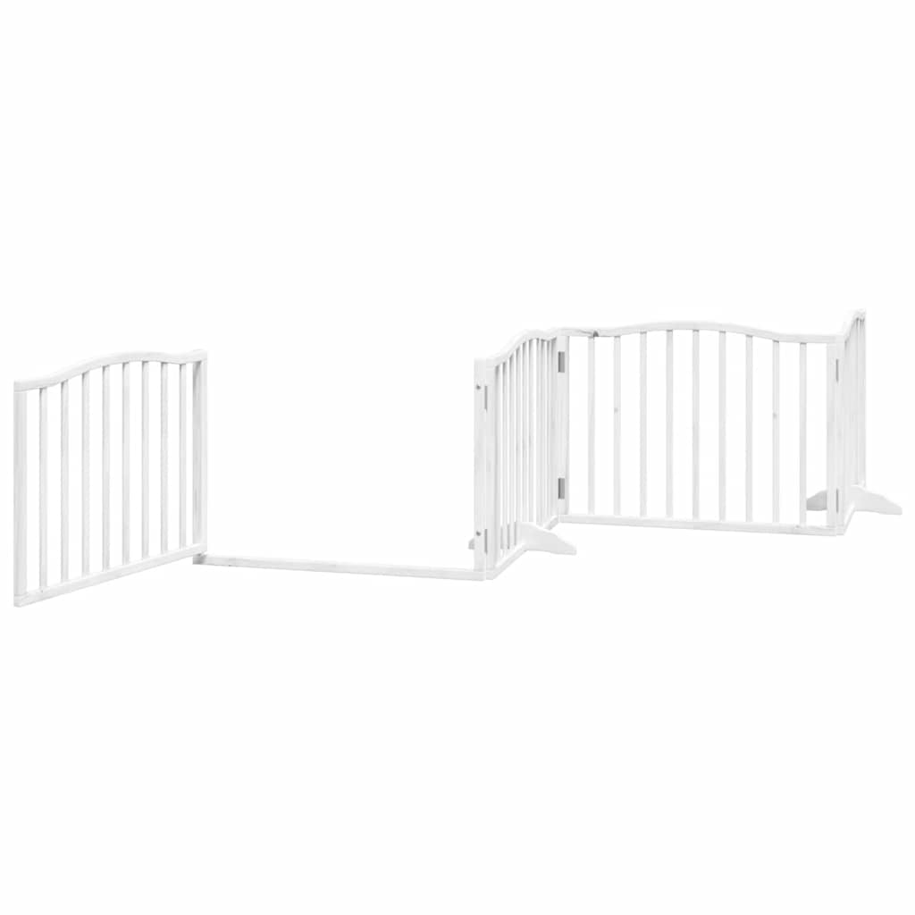 Poartă câini pliabilă cu ușă 12 panouri, alb, 960 cm, lemn plop GartenMobel Dekor