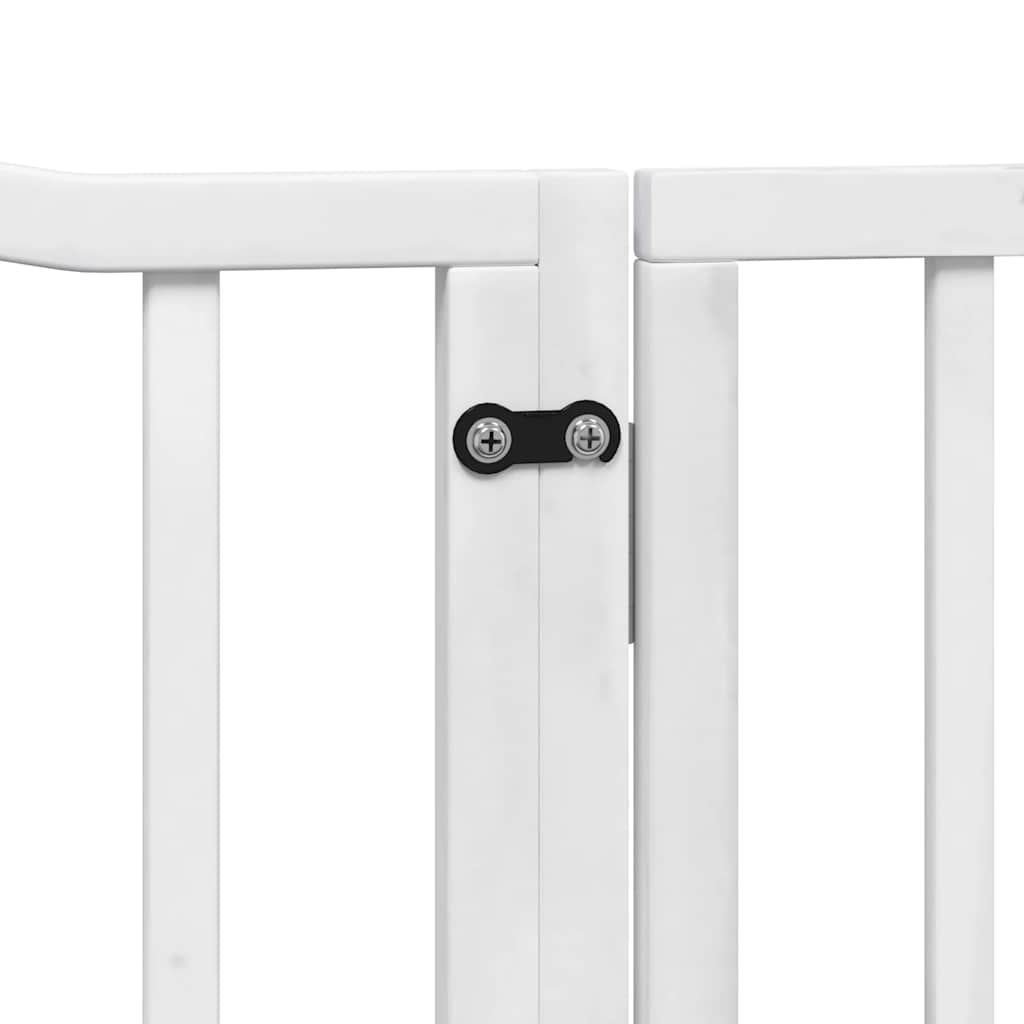 Poartă câini pliabilă cu ușă 12 panouri, alb, 960 cm, lemn plop GartenMobel Dekor