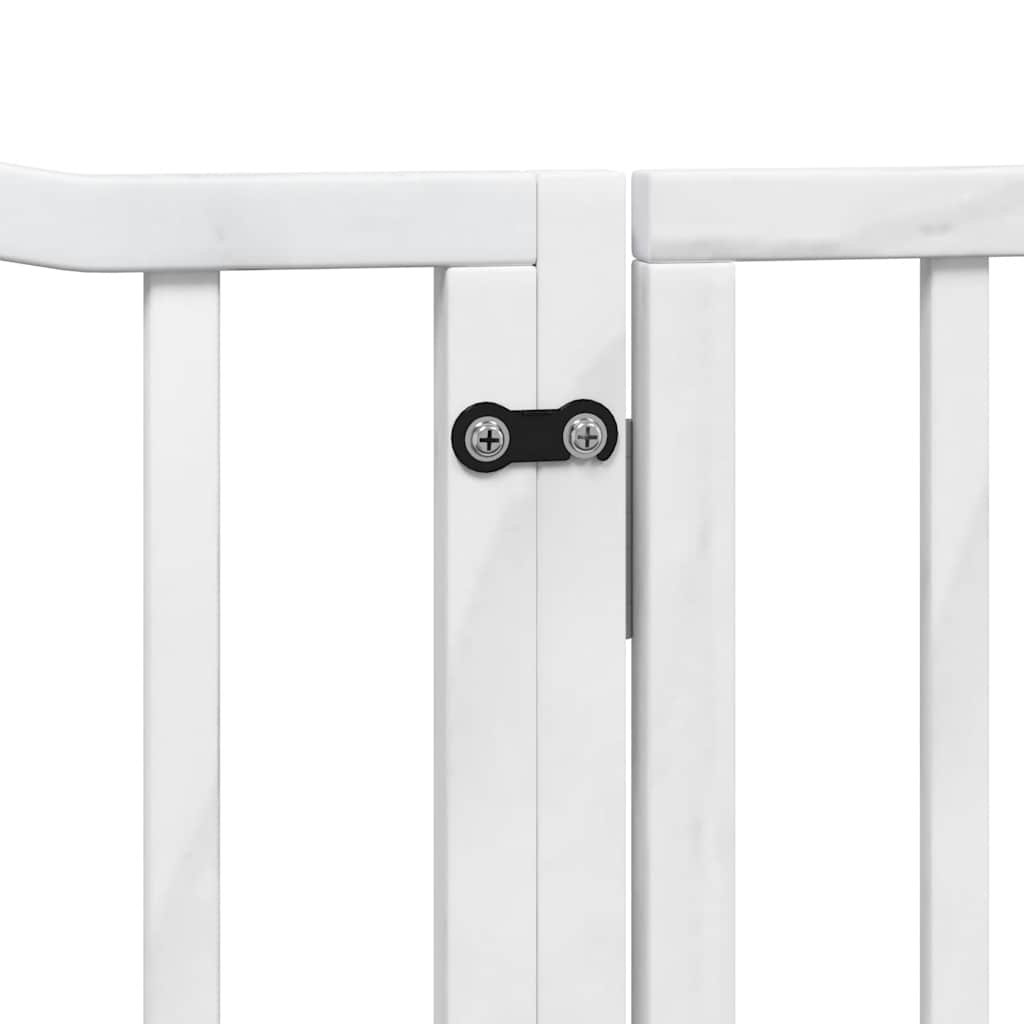 Poartă câini pliabilă cu ușă 12 panouri, alb, 960 cm, lemn plop GartenMobel Dekor