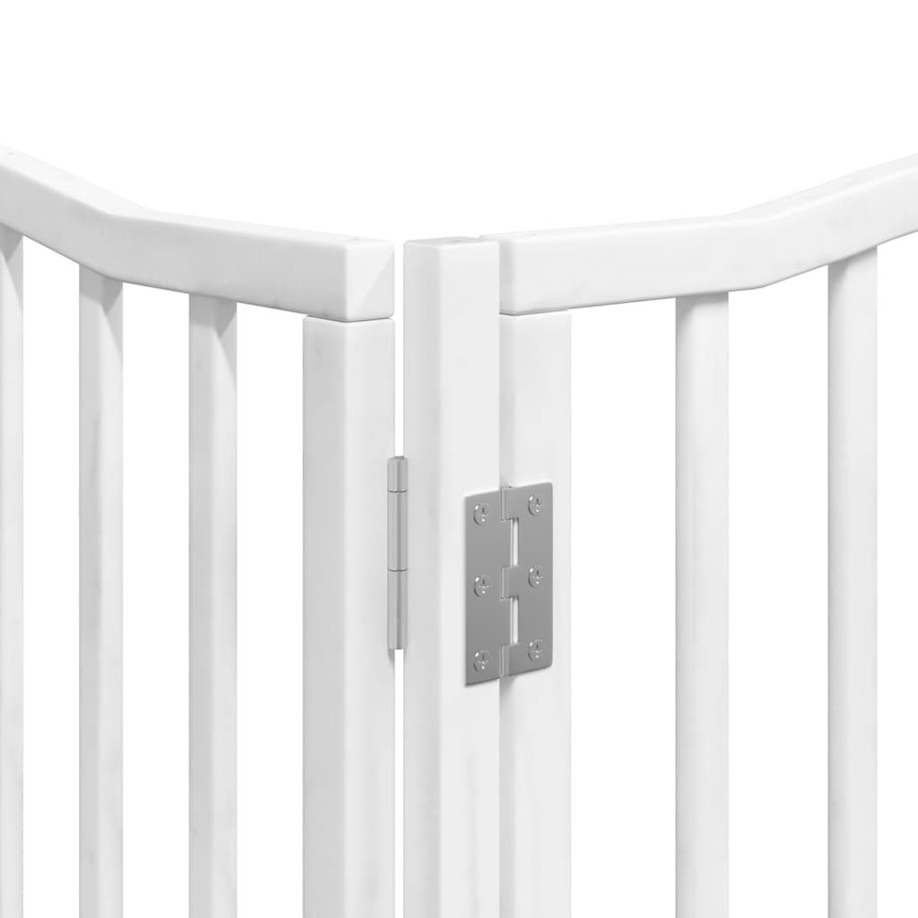 Poartă câini pliabilă cu ușă 12 panouri, alb, 960 cm, lemn plop GartenMobel Dekor