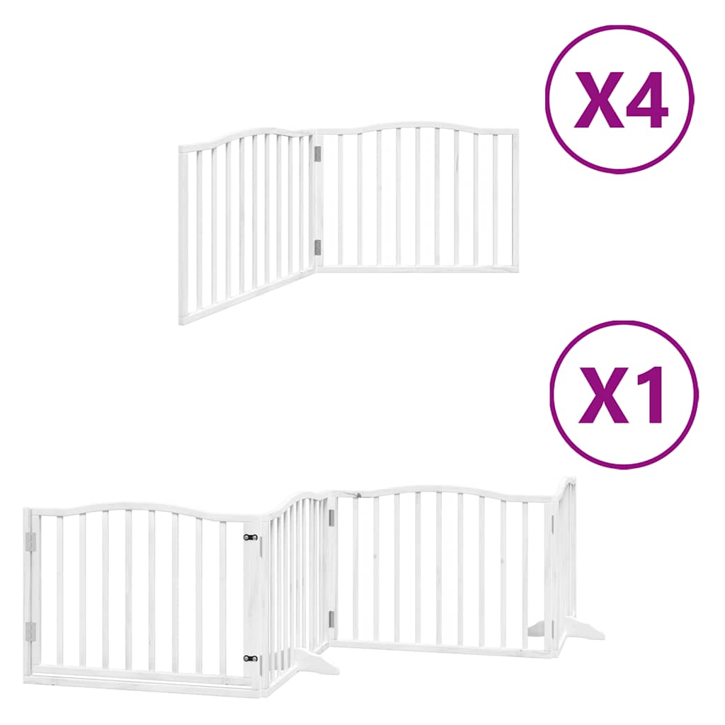 Poartă câini pliabilă cu ușă 12 panouri, alb, 960 cm, lemn plop GartenMobel Dekor