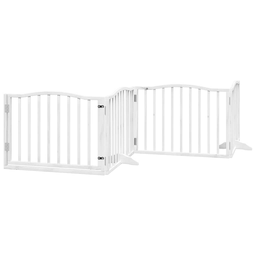 Poartă câini pliabilă cu ușă 12 panouri, alb, 960 cm, lemn plop GartenMobel Dekor