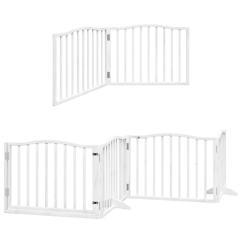 Poartă câini pliabilă cu ușă 12 panouri, alb, 960 cm, lemn plop GartenMobel Dekor