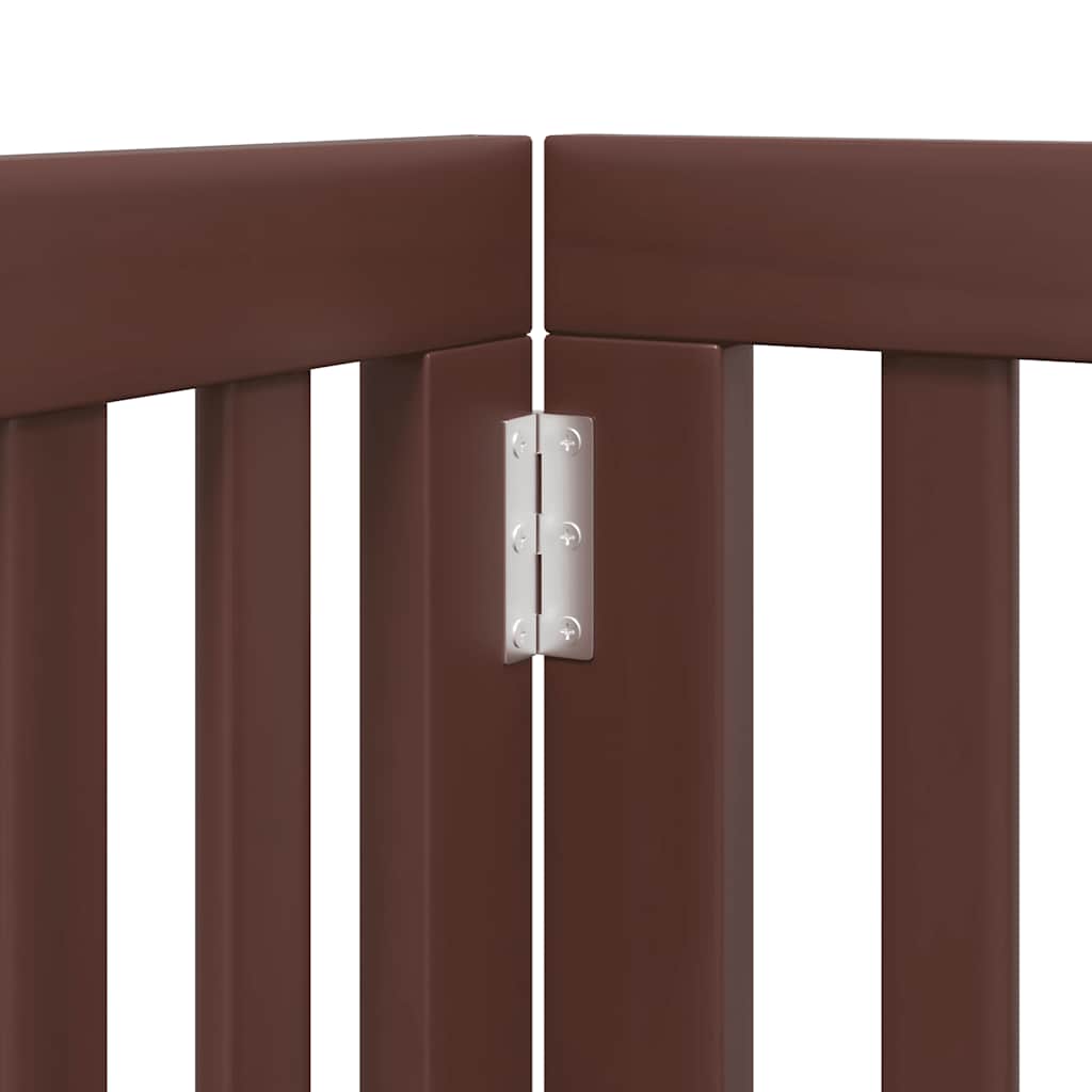 Poartă câini pliabilă cu ușă 12 panouri maro 600 cm, lemn plop GartenMobel Dekor