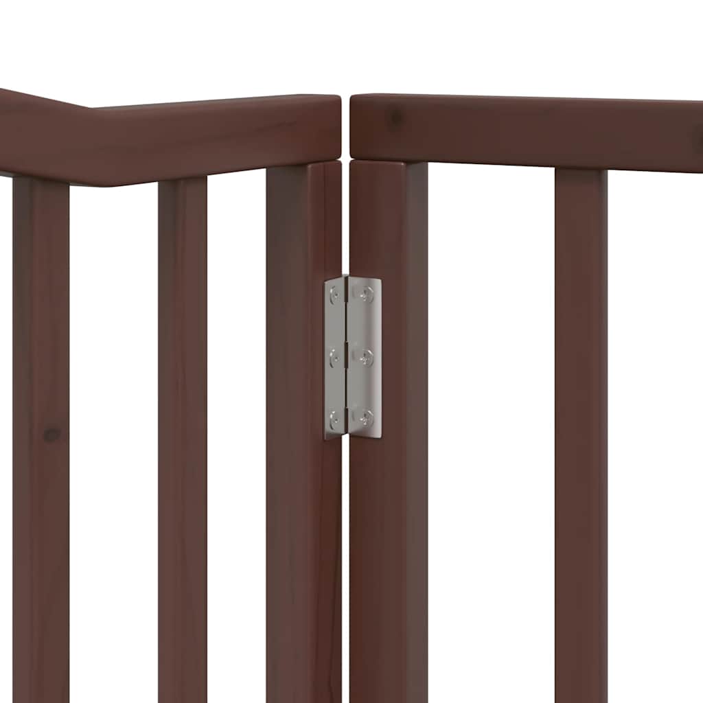Poartă câini pliabilă cu ușă 12 panouri maro 960 cm, lemn plop GartenMobel Dekor